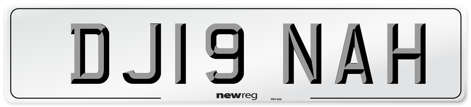 DJ19 NAH Number Plate from New Reg